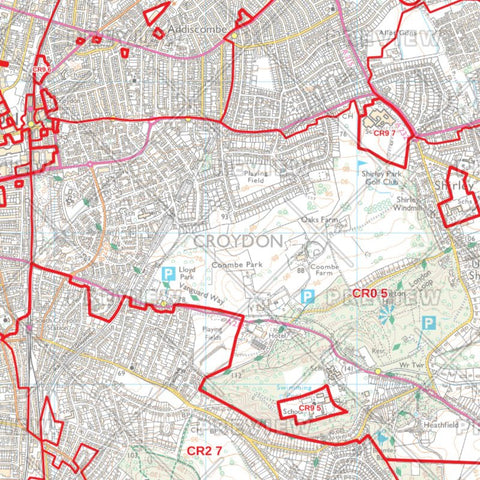 Croydon London Borough Postcode Map