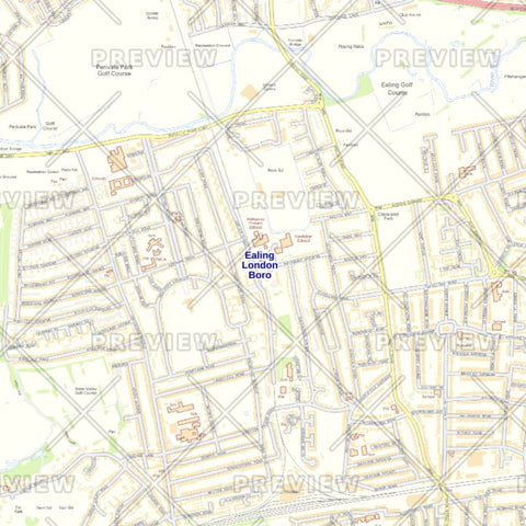 Ealing London Borough Street Wall Map