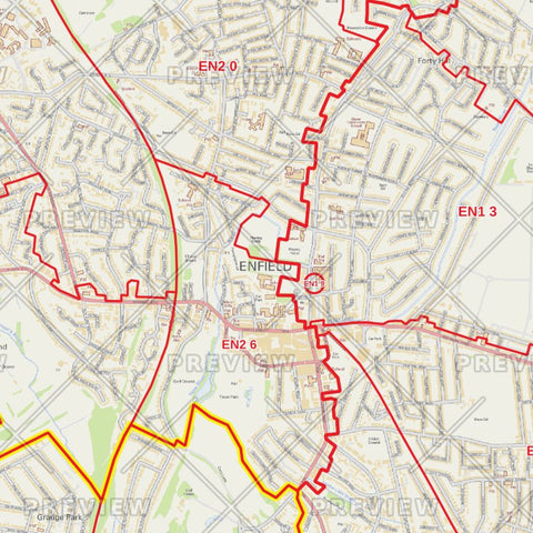 Enfield London Borough Postcode Map