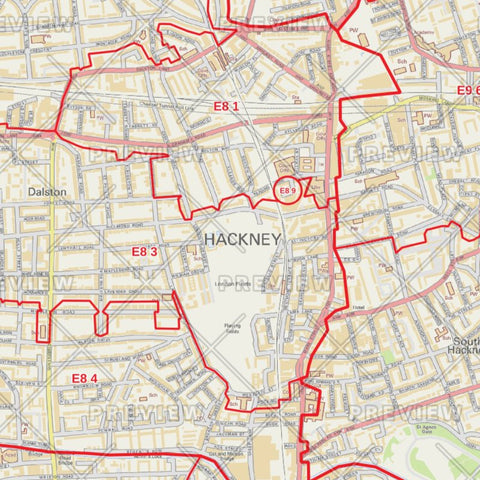 Hackney London Borough Postcode Map