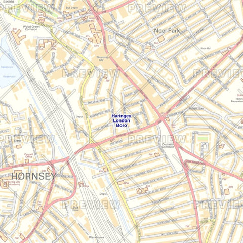 Haringey London Borough Street Wall Map