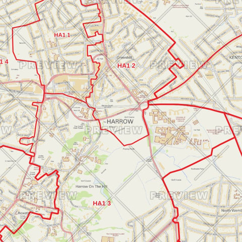 Harrow London Borough Postcode Map