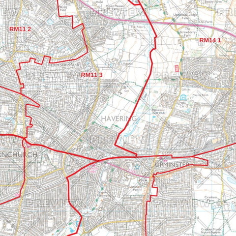 Havering London Borough Postcode Map