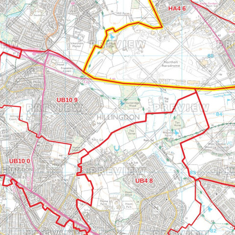 Hillingdon London Borough Postcode Map