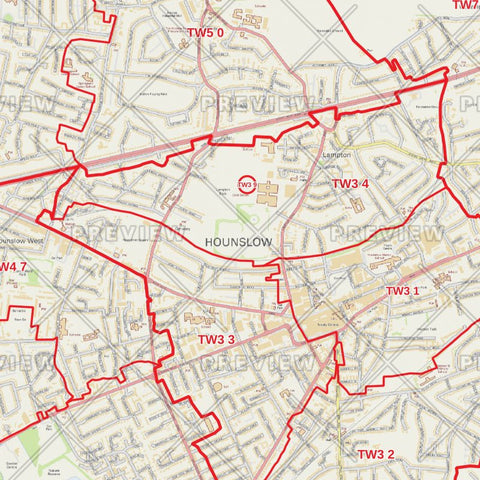 Hounslow London Borough Postcode Map