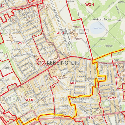 Kensington and Chelsea London Borough Postcode Map