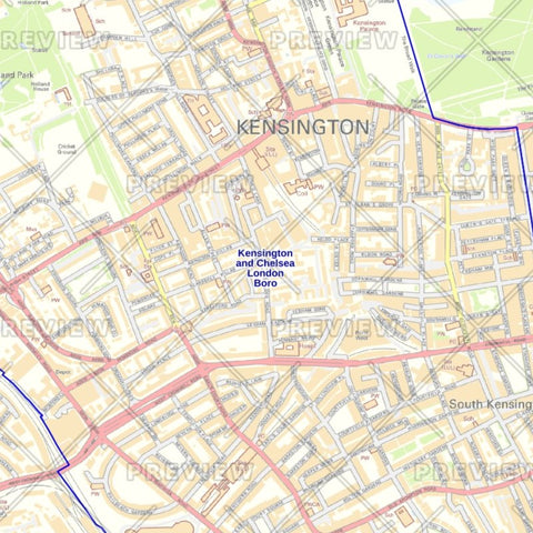 Kensington and Chelsea London Borough Street Wall Map