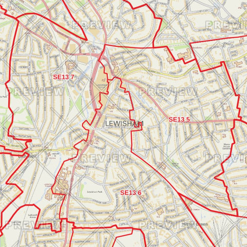 Lewisham London Borough Postcode Map