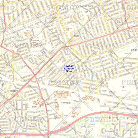 Newham London Borough Street Wall Map