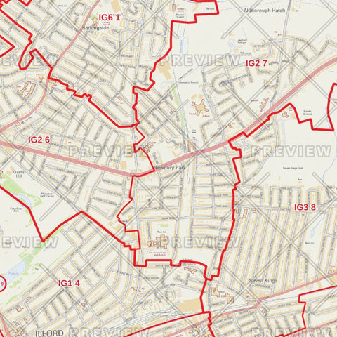 Redbridge London Borough Postcode Map