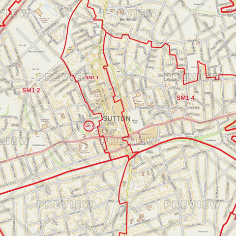 Sutton London Borough Postcode Map
