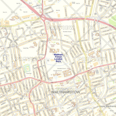 Waltham Forest London Borough Street Wall Map