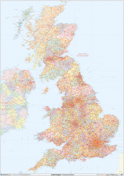 Uk Laminated Postcode District Map 0913