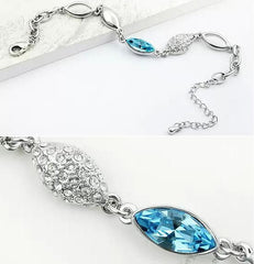White Gold Plated Swarovski Droplet Necklace, Bracelet and Earrings Set