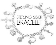 Sterling Silver Charm Bracelet with Pendants