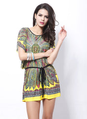 Boho Print Batwing Dress