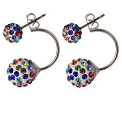 Double Sided Crystal Shamballa Stud Earrings