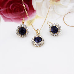 Gold Plated Crystal Pendants Necklace/Earrings Set