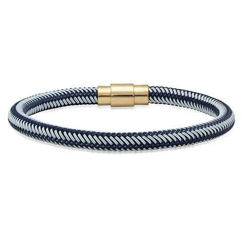 18k Gold Plated Sky Blue & Navy Blue Braided Cable Bracelet