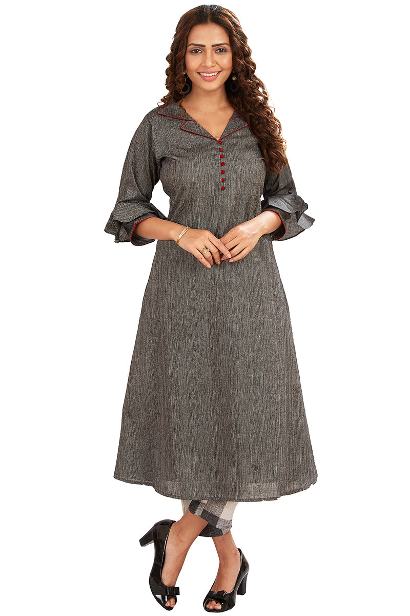 A-line Plain Kurti with Cotton Pants – suumayaindia