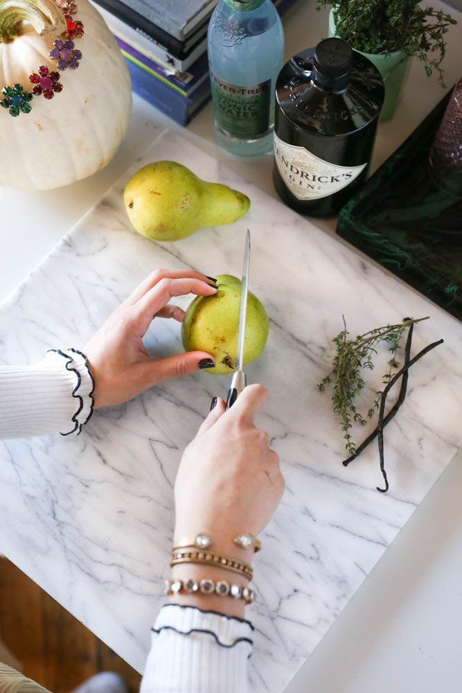 spiced pear gin and tonic, Hendrick's gin, fall cocktails 