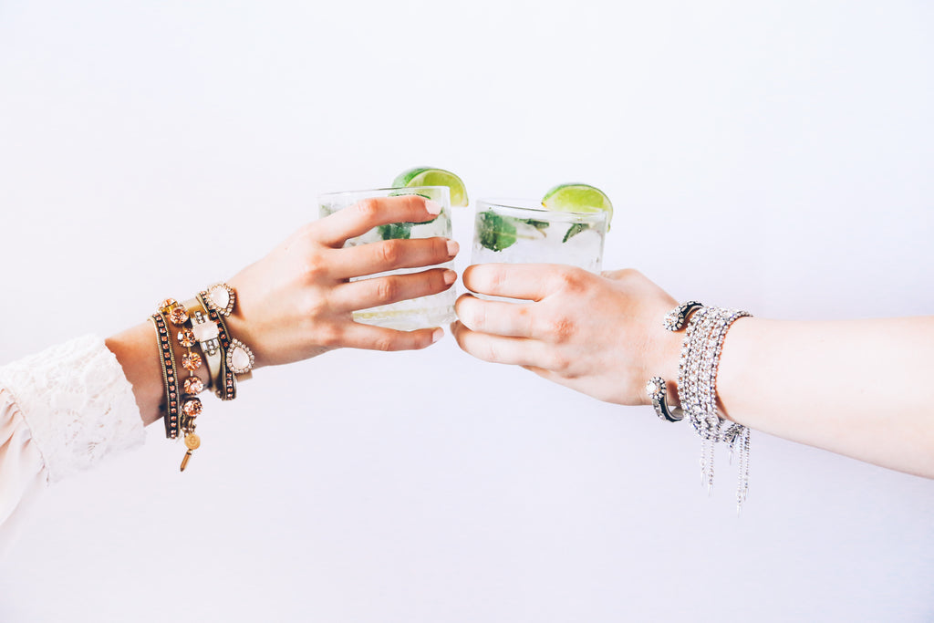 Arm candy, cocktails, happy hour, gin and tonic, mint, ginger, la croix, sparkling water, summer