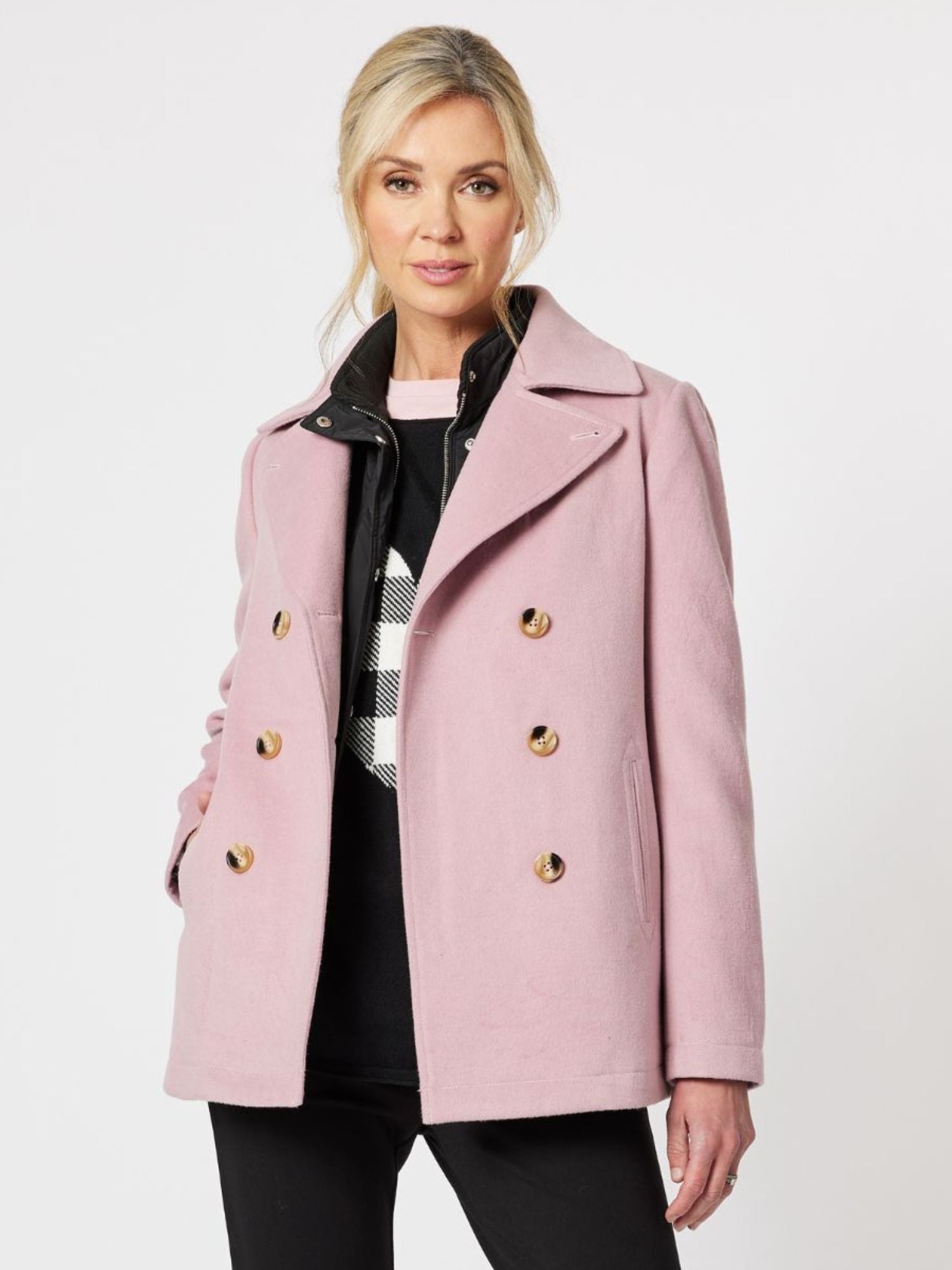 Melton Double Breasted Coat - Blush