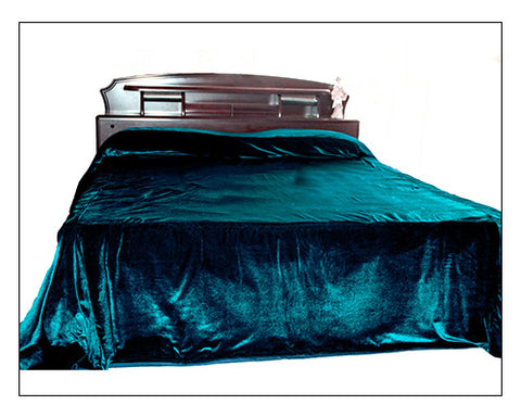 Luxury teal velvet bedcover