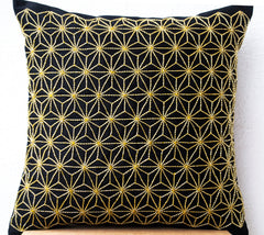 Japanese Sashiko Hemp Leaf Designer Accent Pillows