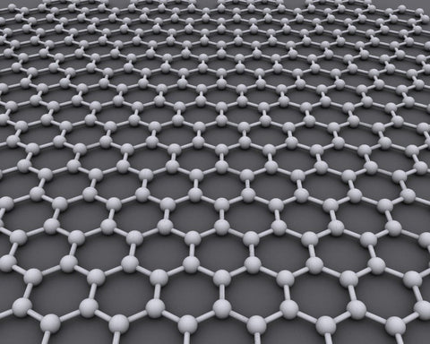 a grid of balls connected in a hexagonal shape on a gray surface