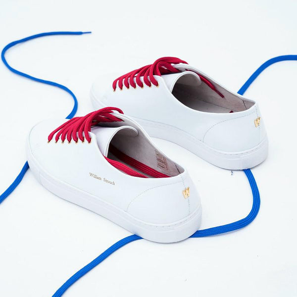 white leather shoe laces