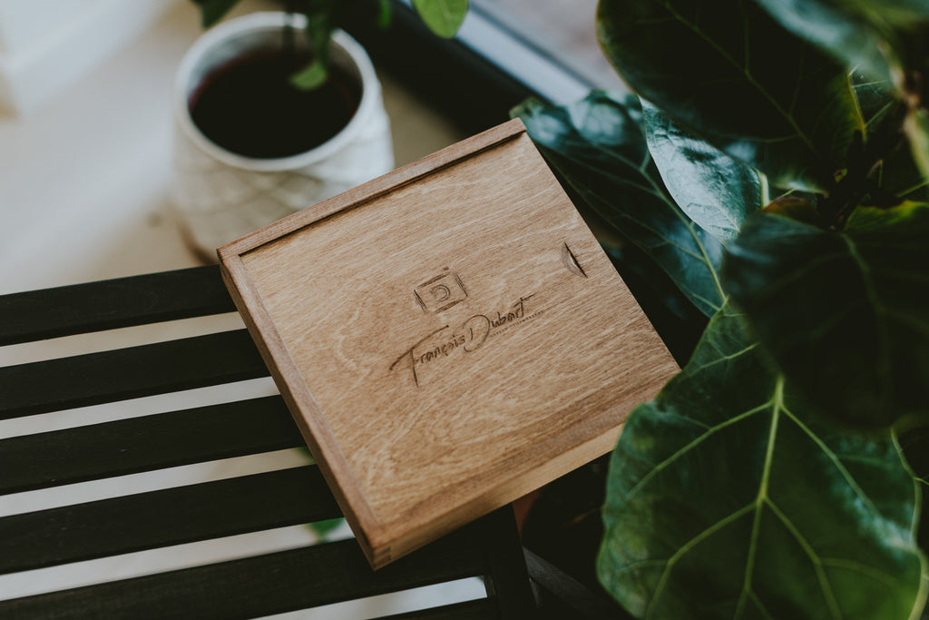 wooden box for prints and usb drives