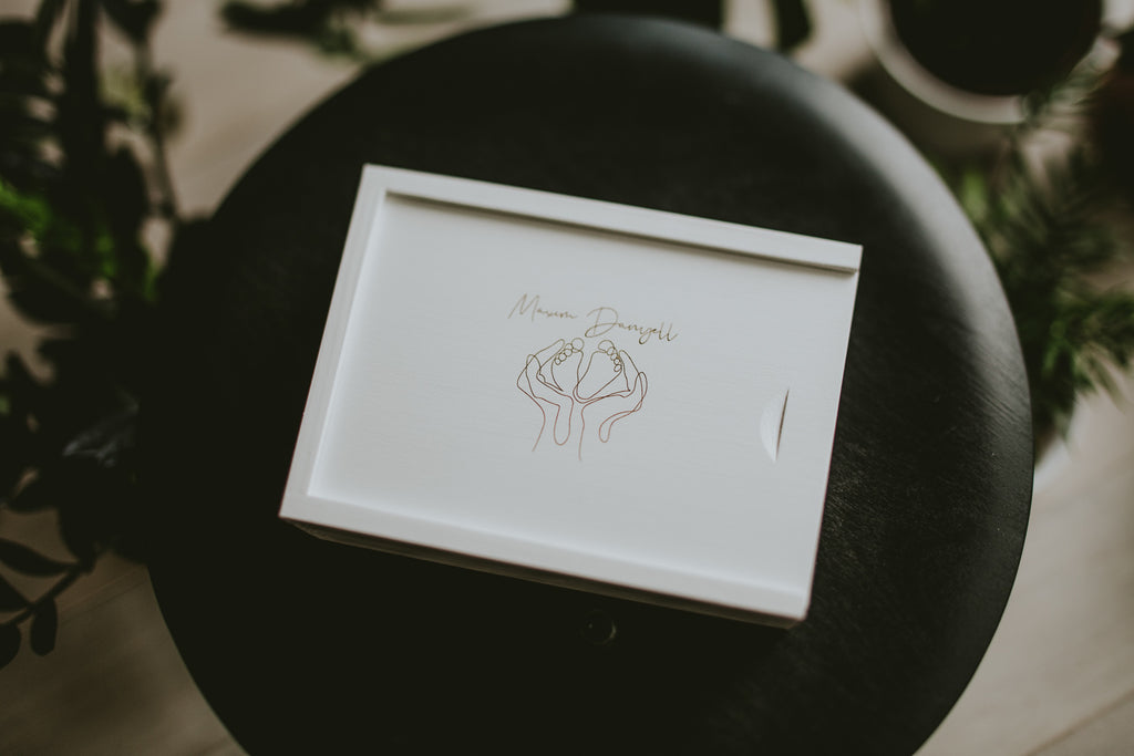 white wash wooden box for wedding photographers