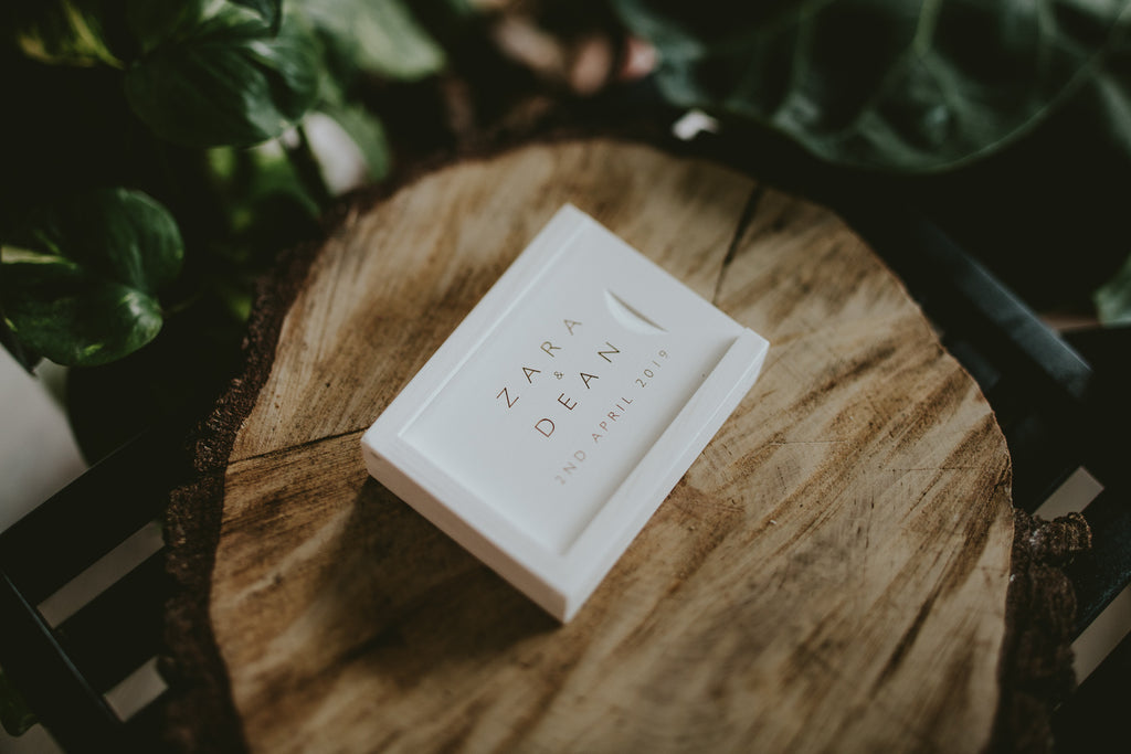 white wooden box for usb drives