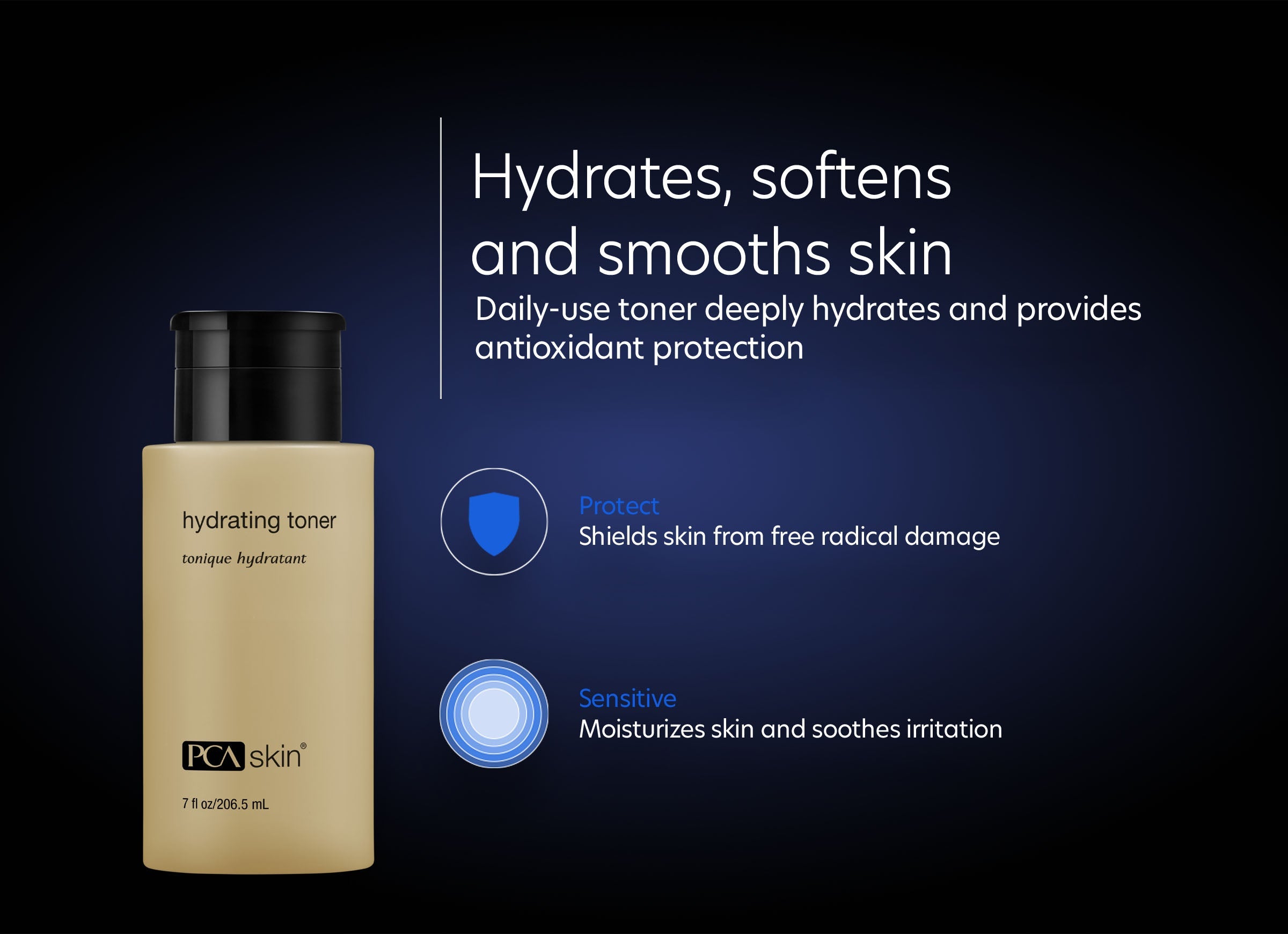 Hydrating Toner - Hydrates, softens and smooths skin. Daily-use deeply hydrates and provides antioxidant protection
