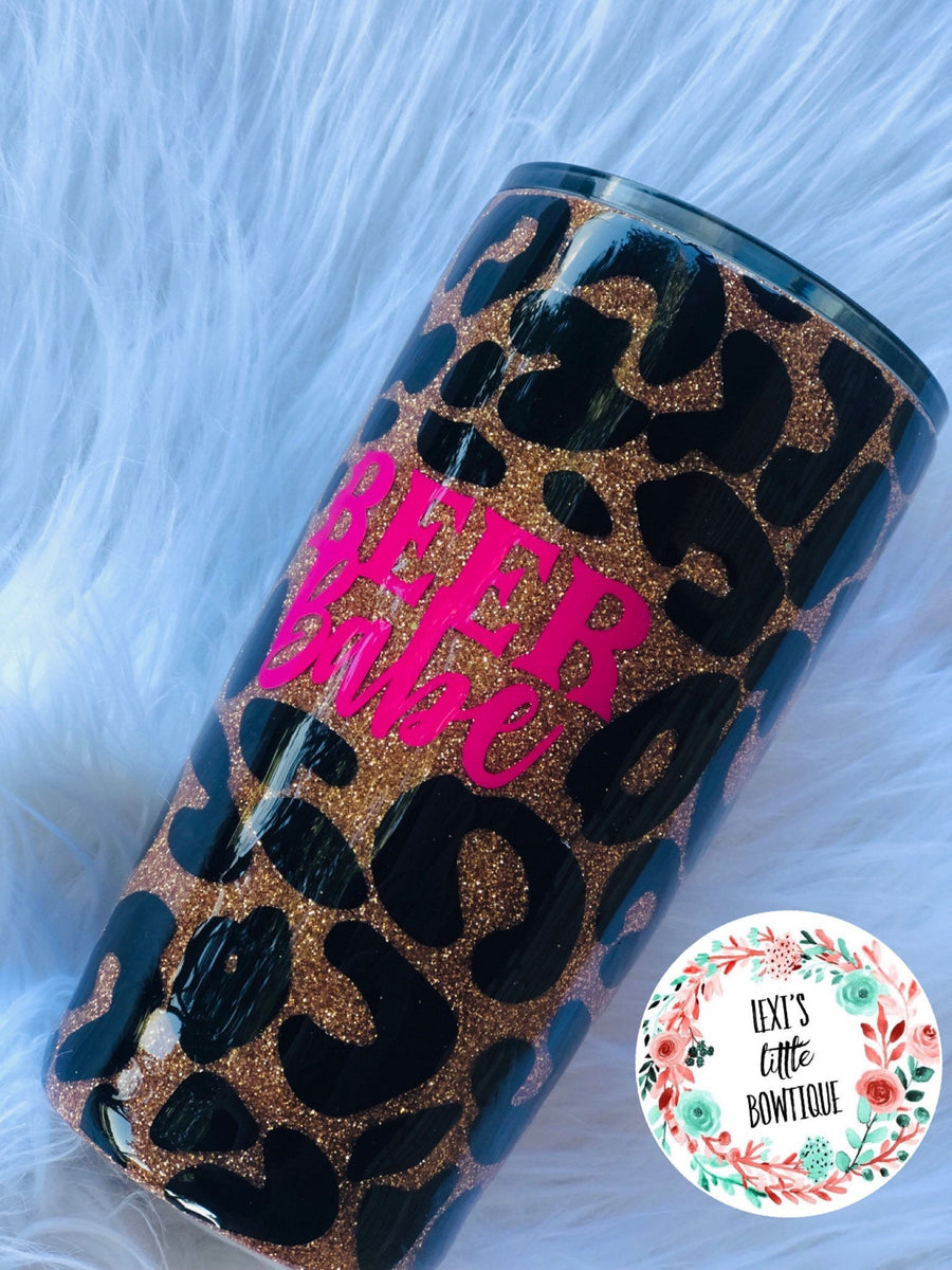 Cheetah Print Personalized Glitter Tumbler. – Lexi's Little Bowtique
