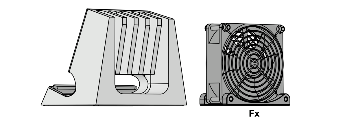 SVALT Cooling Dock model DHC 2nd generation with noted Cooling Fan Fx diagram
