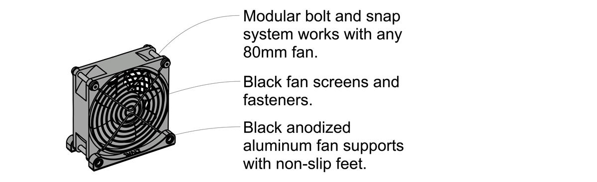 SVALT Cooling Fan model Fx with noted features diagram