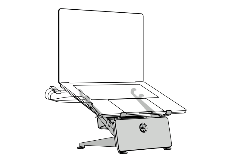 SVALT Cooling Stand SRx with MacBook Pro 16-inch workstation setup