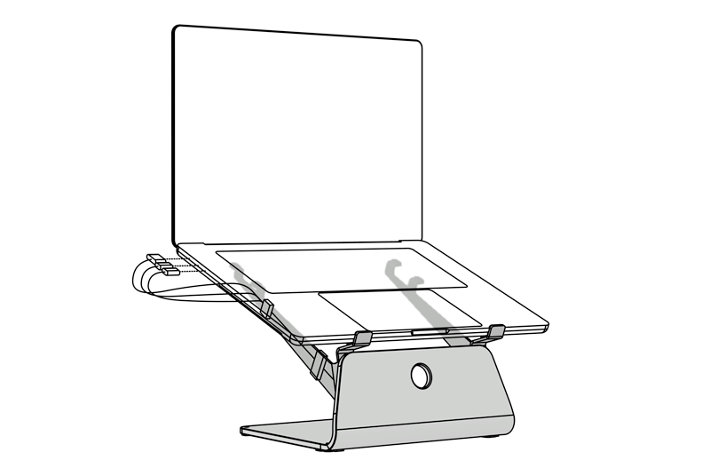 SVALT Cooling Stand SxN with MacBook Pro 16-inch workstation setup