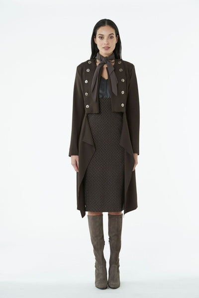 Obi Military ponte coat in Walnut, available at Hall fashion boutique Greytown