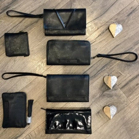 selection of black wallets available at Hall Greytown