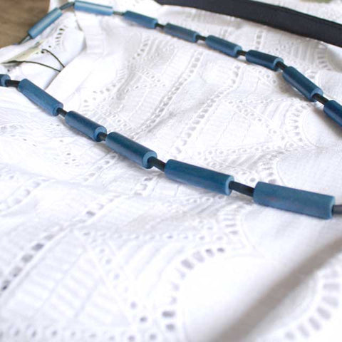 broderie anlgaise and wooden bead necklace