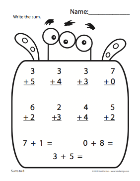Counting Creatures Addition Worksheets