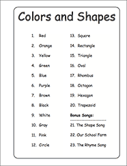 Colors and Shapes Songbook  HeidiSongs – Heidi Songs