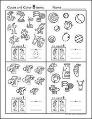 counting creatures, numbers worksheets,