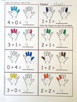 Finger Counting Addition Activity & Worksheets