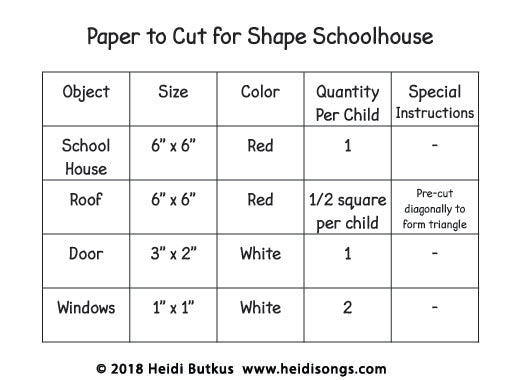 Paper to Cut for Shape Schoolhouse