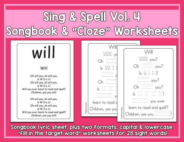 Sight Words 4 - Songbook & Worksheets
