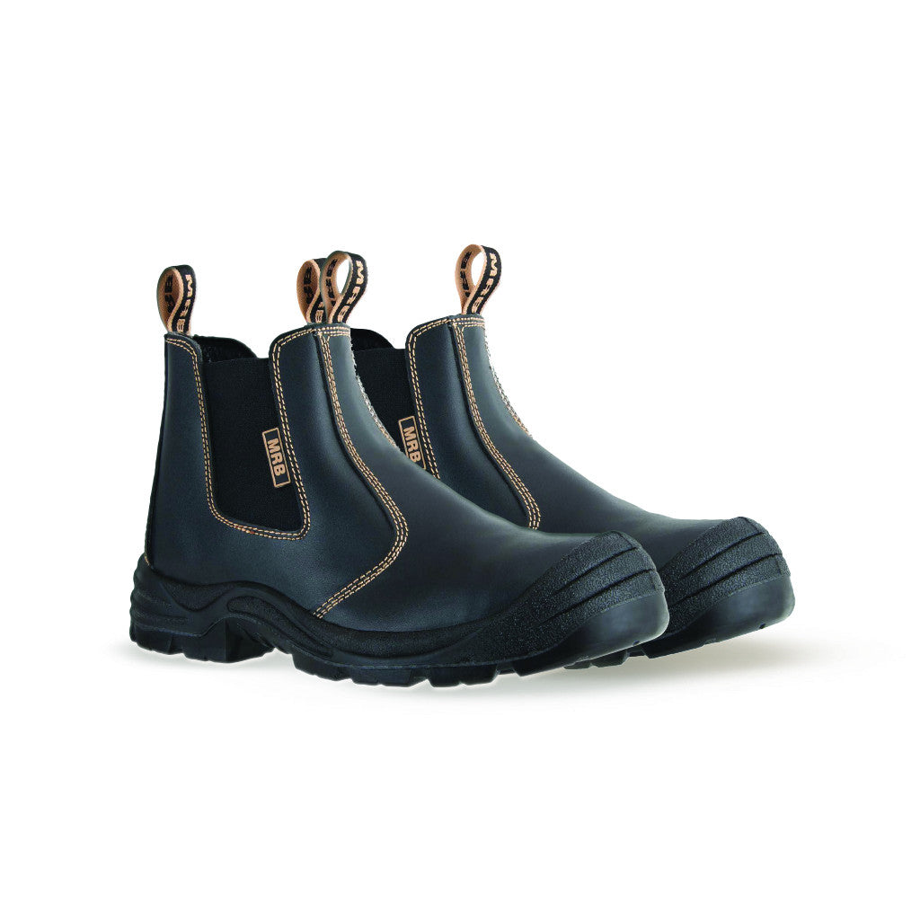 black slip on safety boots